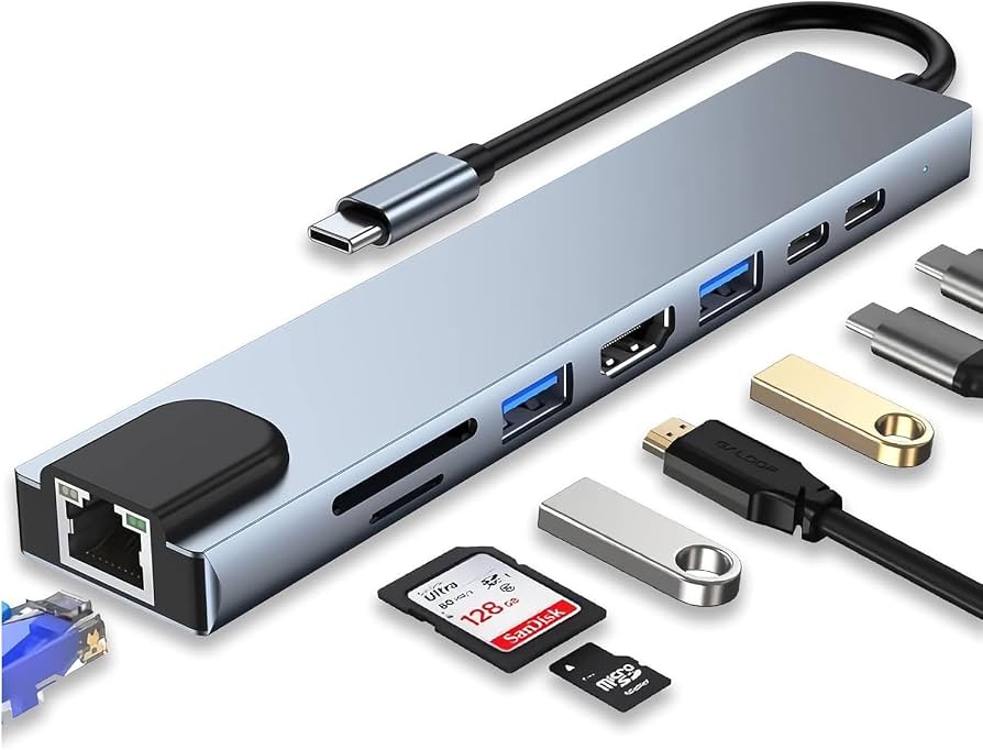 8-in-1 USB Type-C Hub Docking Station Adapter